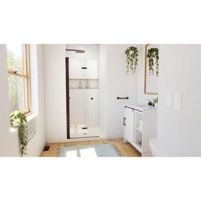 Dreamline DreamLine Aqua-Q Fold 32 inch D x 32 inch W x 74 3/4 inch H Frameless Bi-fold Shower Door in Oil Rubbed Bronze with Center Drain Biscuit Shower Base Kit DL-6529QC-22-06