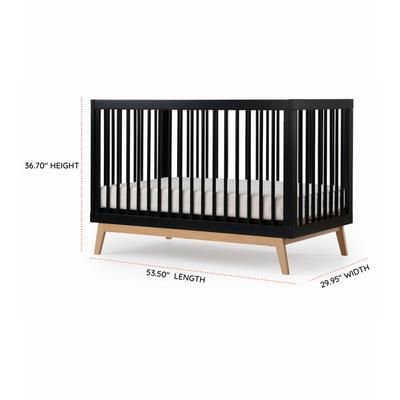 dadada Soho 3-in-1 Convertible Crib + 5-Drawer Dresser Bundle - Black / Natural