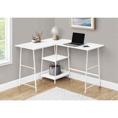 "COMPUTER DESK - 48"L - WHITE TOP - WHITE METAL CORNER - Monarch Specialties I 7596"