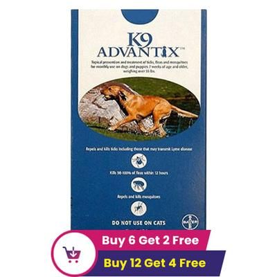 K9 Advantix Extra Large Dogs Over 55 Lbs (Blue) 4 Doses