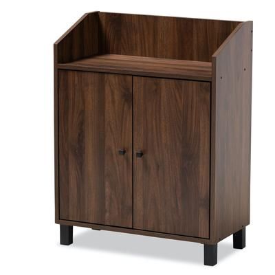 Rossin 2-Door Top Shelf Wood Entryway Shoe Storage Cabinet Furniture by Baxton Studio in Walnut