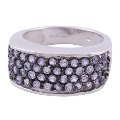 Twilight Pathway,'Rhodium Plated Tanzanite Pave Ring from India'