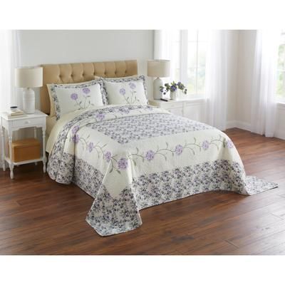 Margaret Embroidered Bedspread by BrylaneHome in Purple (Size KING)