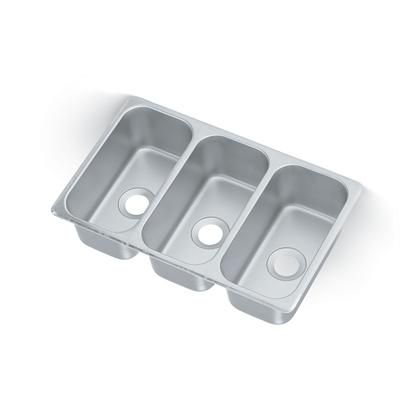 Vollrath 12065-3 3 Compartment Drop in Sink - 6 1/8" x 12 1/8", 3 Compartments, Stainless Steel