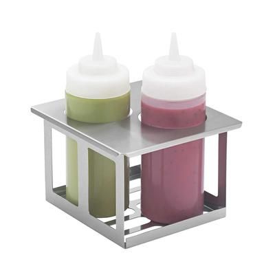 Server 86829 Squeeze Bottle Holder, Twin Unit w/ (2) 16 oz Bottles, SS, Silver