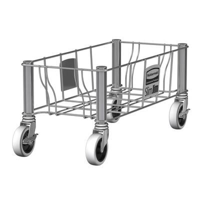 Rubbermaid 1968468 Rectangular Metal Trash Can Dolly w/ Flat Center & 100 lb Capacity, Single, Stainless Steel
