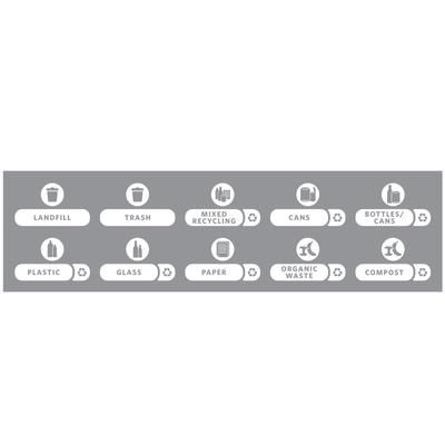 Rubbermaid 1977787 Recycle Label Kit Version C for 32 & 44 gallon BRUTE Containers, English, Gray