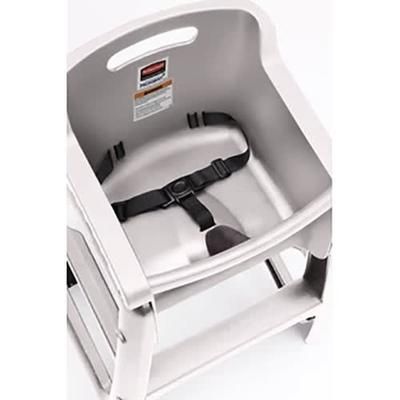 Rubbermaid FG780608PLAT 29 3/4" Stackable Plastic High Chair w/ Waist Strap, Platinum, Gray