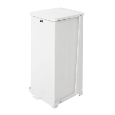Rubbermaid FGST24EPLWH 13 gal Square Plastic Step Trash Can, 15"L x 15"W x 30"H, White, Steel