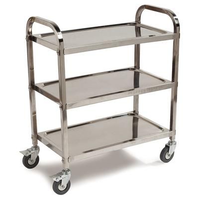 Carlisle UC4031529 3 Level Stainless Utility Cart w/ 400 lb Capacity, Raised Ledges, Silver