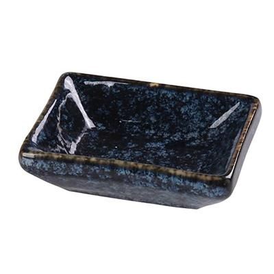 Yanco BL-4030 1 oz Rectangular Sauce Dish - Ceramic, Blue Star