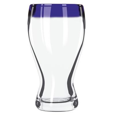 Libbey 92316 16 oz Aruba Beer Glass w/ Cobalt Blue Rim, 16 Ounce, Clear, 1 Dozen