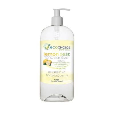 Sterno 20752 1 liter 70% Alcohol Gel Hand Sanitizer, Lemon Zest Scent