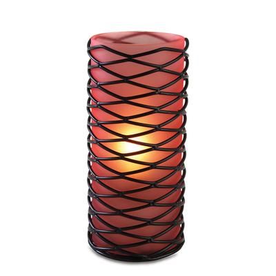 Sterno 80344 Brandy Diamond Candle Lamp - 2 29/32"D x 6"H, Glass, Orange Frost