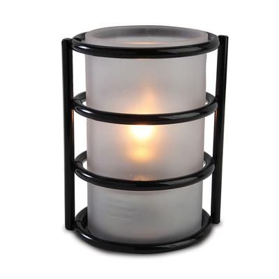 Sterno 80386 Epic Candle Lamp - 2 5/8"D x 5"H, Frost Glass/Black Base, White