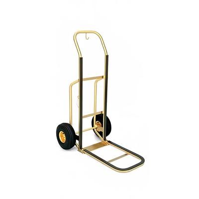 Forbes Industries 1555-B Bellman's Handtruck w/ 23 1/2" Fold Up Dropnose & Brown Vinyl Bumpers - Brushed Brass, Black