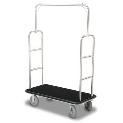Forbes Industries 2497-DT Economy Luggage Cart w/ Carpeted Deck - 48"L x 24"W x 70 1/2"H, Diamond Textured Steel, Stainless Steel