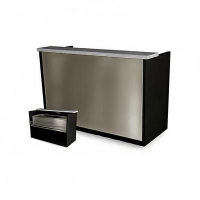 Forbes Industries 4859-6 Mobile Bar w/ Ice Pan & Speed Rail - 73"L x 31"W x 49 1/2"H, Laminate w/ Avonite Top, Silver