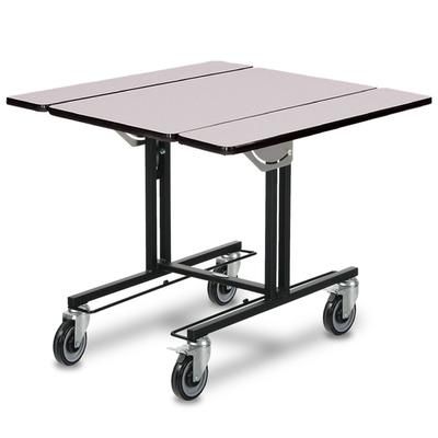 Forbes Industries 4971 Room Service Table w/ 2 Bi Fold Drop Leaves - 35 1/2"L x 39"W, Laminate/Black Steel