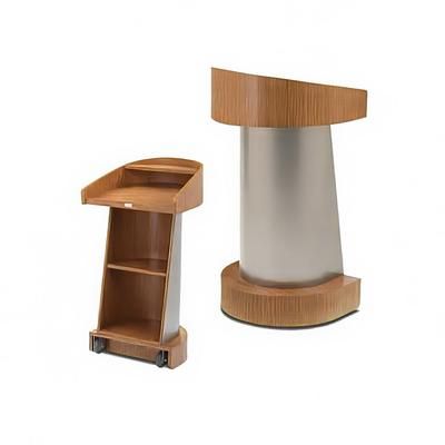 Forbes Industries 5892 Floor Pedestal Podium - 25 1/2"W x 23 1/2"D x 47"H Wood & Stainless, Wood & Stainless Steel, Multi-Colored