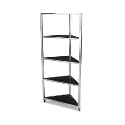 Forbes Industries 6556 Corner Mobile Display Tower w/ 4 Shelves & Steel Frame - 36"L x 19 1/2"W x 78 1/2"H, Brown
