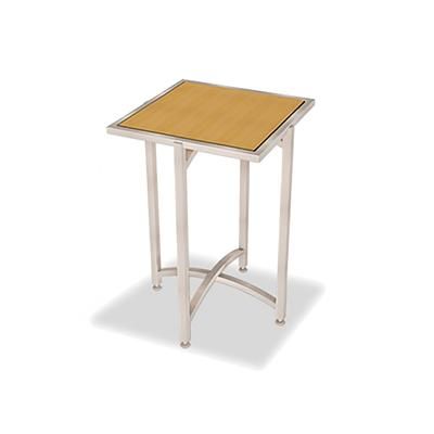 Forbes Industries 7021L-24 24" Square Collapsible Table w/ Laminate Top & Brushed Steel Frame - 24"H, Stainless Steel