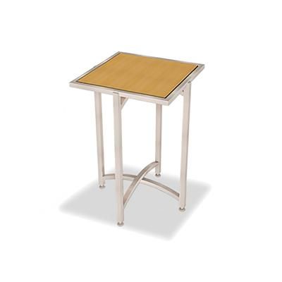 Forbes Industries 7021L-24 24" Square Collapsible Table w/ Laminate Top & Brushed Steel Frame - 24"H, Stainless Steel