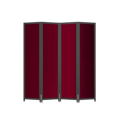 Forbes Industries 7850 4 Panel Mobile Room Divider w/ Laminate Panels & Black Steel Frame - 72 1/2"L x 78"H