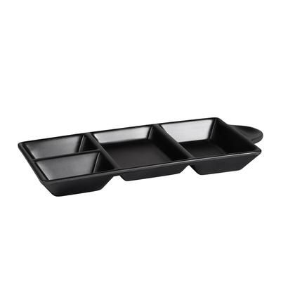 Elite Global Solutions JWT4C-B Serving Tray w/4 Compartments - 8 3/4"L x 4 3/8"W, Melamine, Black