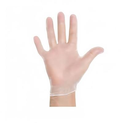 Strong 4004 Vinyl Exam Glove w/ Beaded Cuff - Powder Free, Clear, Large, Single Use