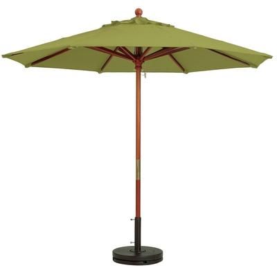 Grosfillex 98944931 7 ft Round Top Market Umbrella - Pesto Fabric, Wooden Pole, Green