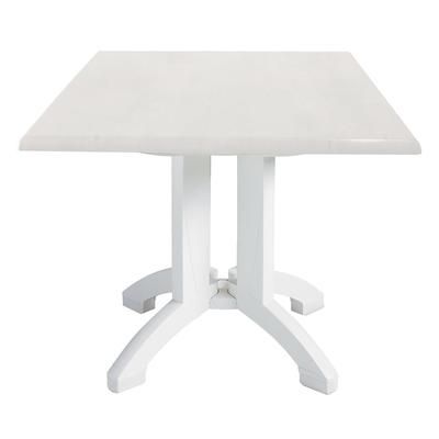 Grosfillex UT375004 36" Square Atlanta Outdoor Table w/ Umbrella Hole - Melamine, White, Pack of 2