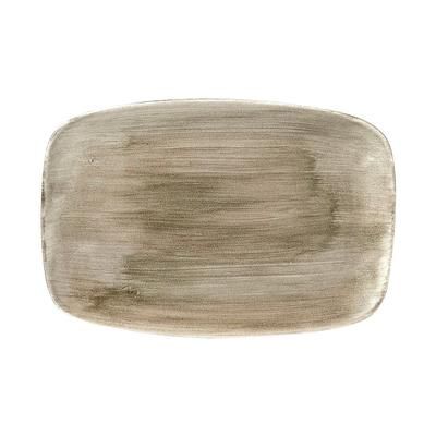 Churchill PAATXP141 13 7/8" x 9 5/8" Oblong Patina Chef's Plate - Ceramic Antique Taupe, Beige