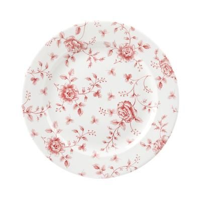 Churchill RCCVP581 10 7/8" Round Vintage Prints Profile Plate - Ceramic, Cranberry Rose Chintz, Red