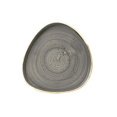 Churchill SPGSWT211 7 7/8" Triangular Stonecast Chef's Plate - Ceramic, Peppercorn, Gray