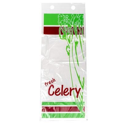 LK Packaging 10F-0614+3BGWCLRY Printed Celery Bag - 14 1/2" x 6", Poly, Low Density Polyethylene, Clear