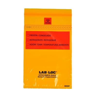 LK Packaging LABZ69OR Lab-Loc Specimen Bags w/ Removable Biohazard Symbol - 6" x 9", Polyethylene, Orange, 1.75 mil