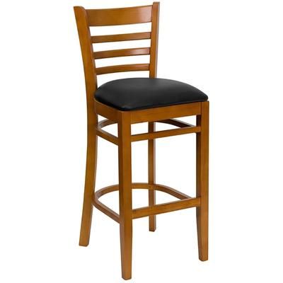 Flash Furniture XU-DGW0005BARLAD-CHY-BLKV-GG Commercial Bar Stool w/ Ladder Back & Black Vinyl Seat, Cherry