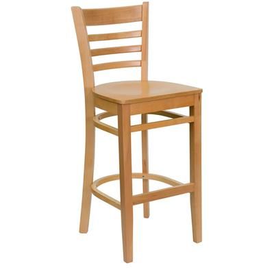 Flash Furniture XU-DGW0005BARLAD-NAT-GG Commercial Bar Stool w/ Ladder Back & Wood Seat, Natural