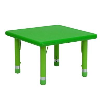 Flash Furniture YU-YCX-002-2-SQR-TBL-GREEN-GG 24" Square Preschool Activity Table - Plastic Top, Green