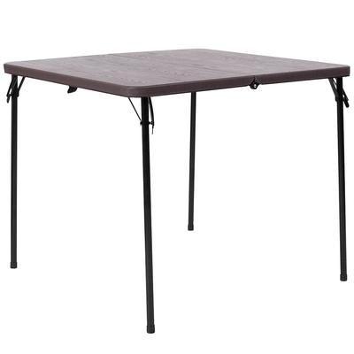 Flash Furniture DAD-LF-86-GG 34" Square Folding Table w/ Wood Grain Plastic Top, 28 1/2"H, Black