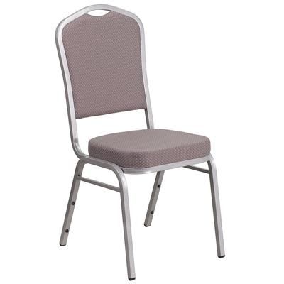 Flash Furniture FD-C01-S-6-GG Stacking Banquet Chair w/ Gray Fabric Back & Seat - Steel Frame, Silver