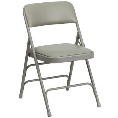 Flash Furniture HA-MC309AV-GY-GG Folding Chair w/ Gray Vinyl Back & Seat - Steel Frame, Gray, Pack of 2