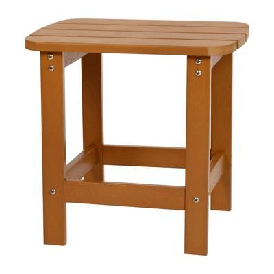 Flash Furniture JJ-T14001-TEAK-GG Rectangular Adirondack Side Table - 18 3/4" x 15", Poly Resin, Teak, Stainless Steel