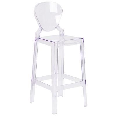Flash Furniture OW-TEARBACK-29-GG Commercial Bar Stool w/ Tear Back & Plastic Seat, Transparent Crystal