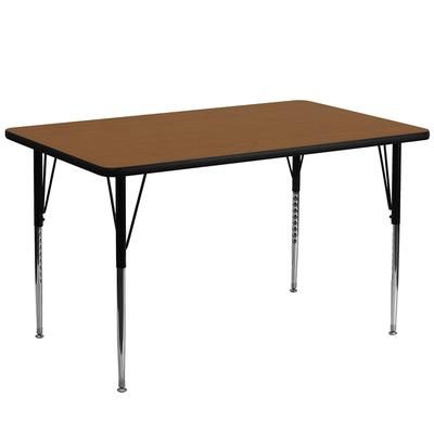 Flash Furniture XU-A2448-REC-OAK-H-A-GG Rectangular Activity Table - 48"L x 24"W, Laminate Top, Oak, Brown