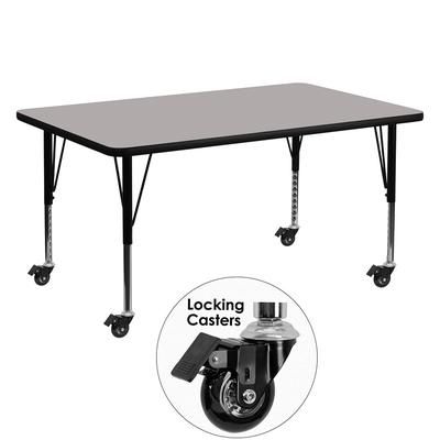 Flash Furniture XU-A3060-REC-GY-H-P-CAS-GG Rectangular Mobile Activity Table - 60"L x 30"W, Laminate Top, Gray