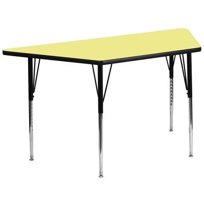 Flash Furniture XU-A3060-TRAP-YEL-T-A-GG Trapezoid Activity Table - 57 1/2"L x 26 1/4"W, Laminate Top, Yellow