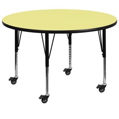 Flash Furniture XU-A42-RND-YEL-T-P-CAS-GG 42" Round Mobile Activity Table - Laminate Top, Yellow