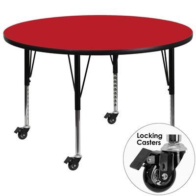 Flash Furniture XU-A48-RND-RED-H-P-CAS-GG 48" Round Mobile Activity Table - Laminate Top, Red